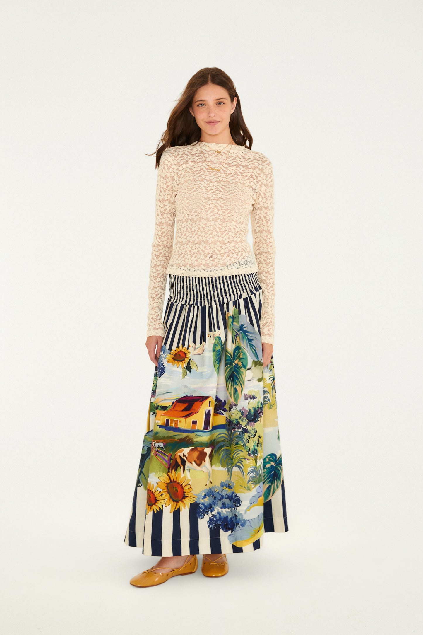 Falda Cropped Estampada Fazenda