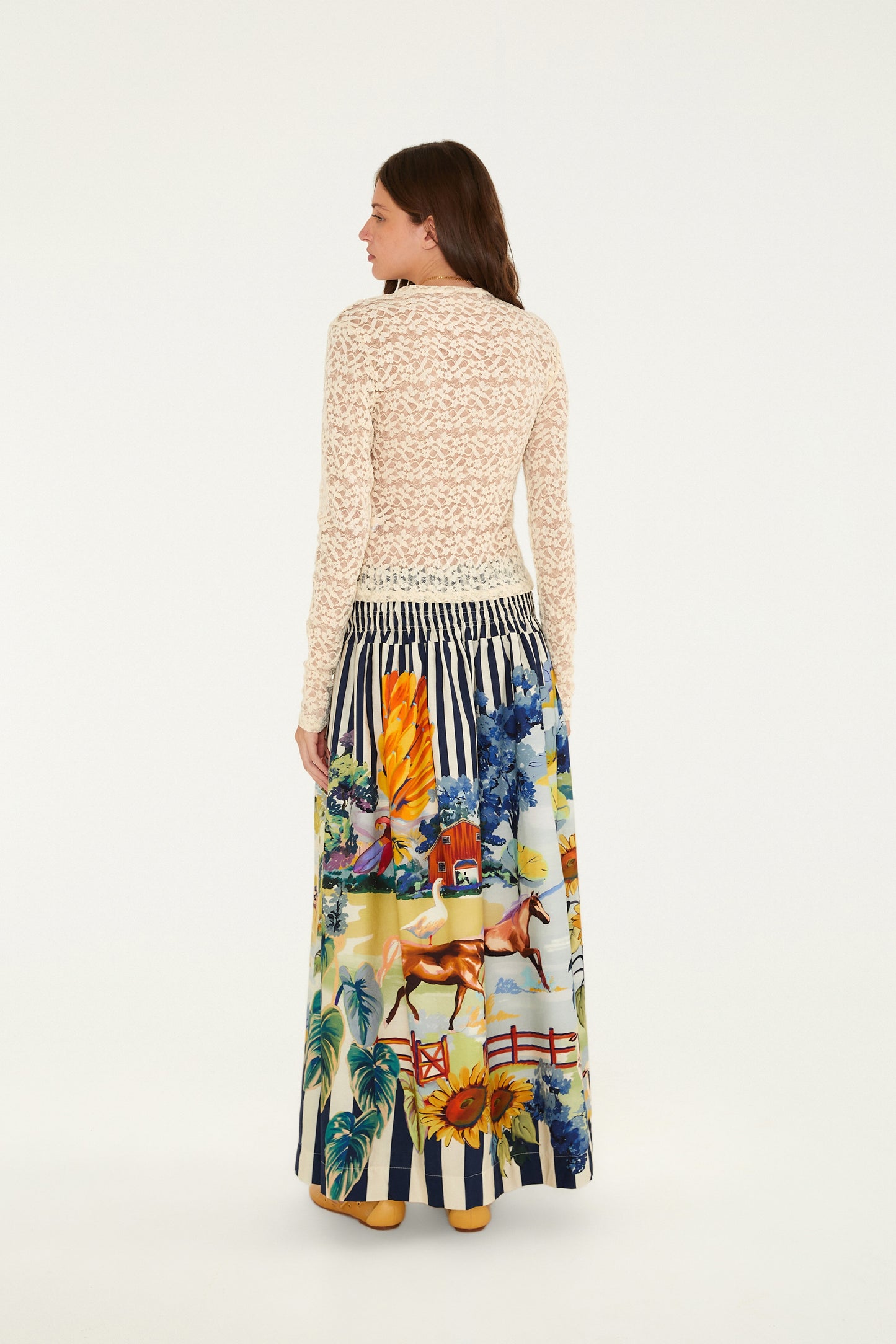 Falda Cropped Estampada Fazenda