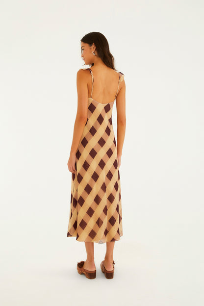 Vestido Midi Xadrez Romântico
