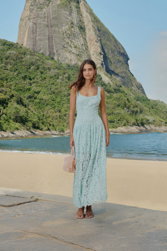 Vestido Cropped Artesanal Renda Maxi