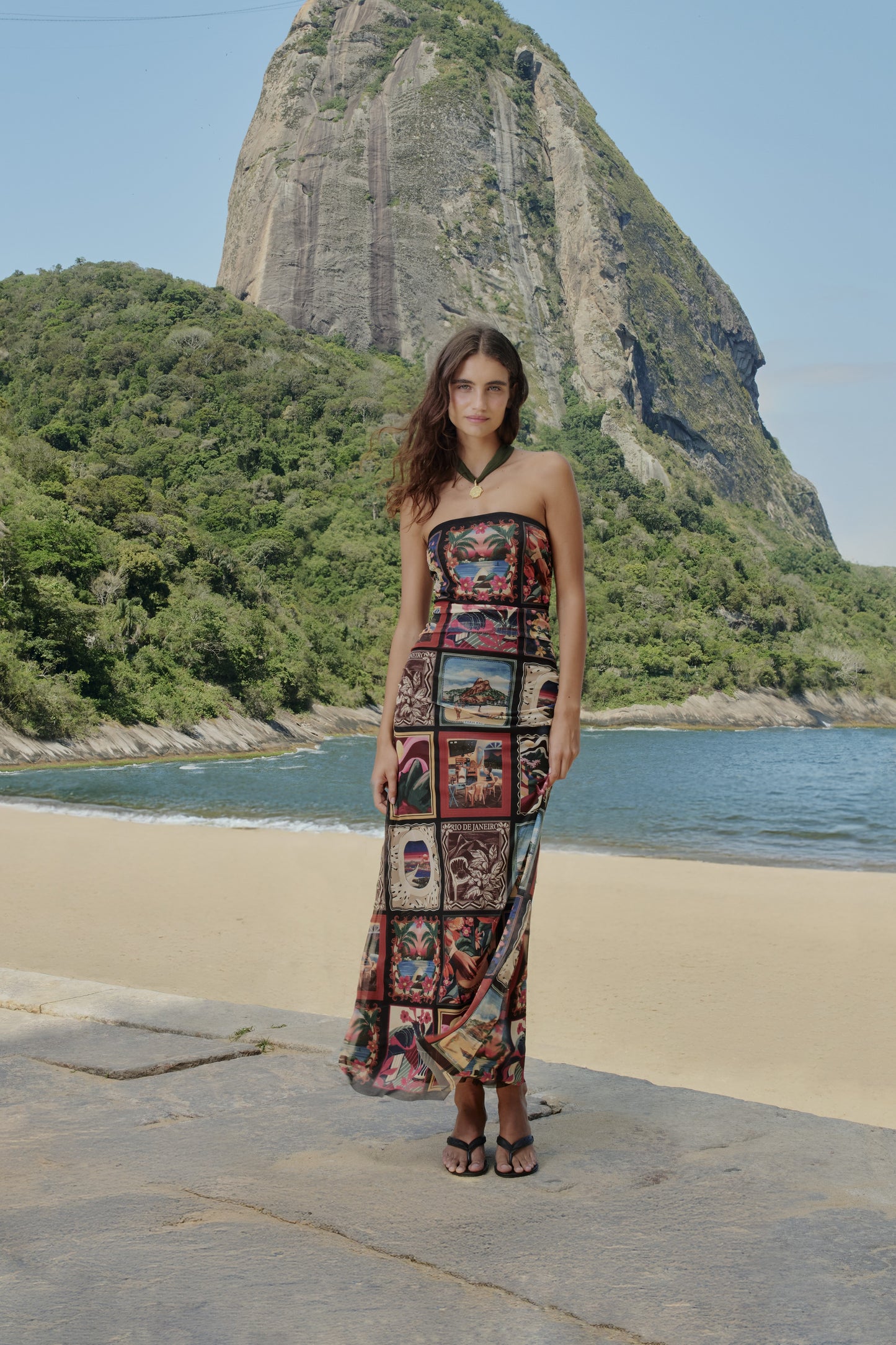 Vestido Tule Estampado Lenços Cariocas