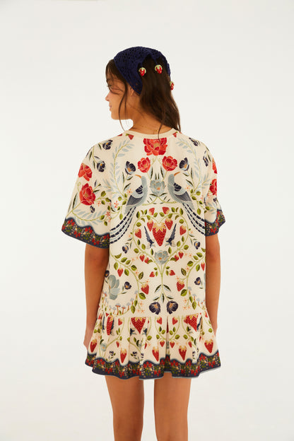 Vestido Corto Moletom Estampado Sonho De Morango