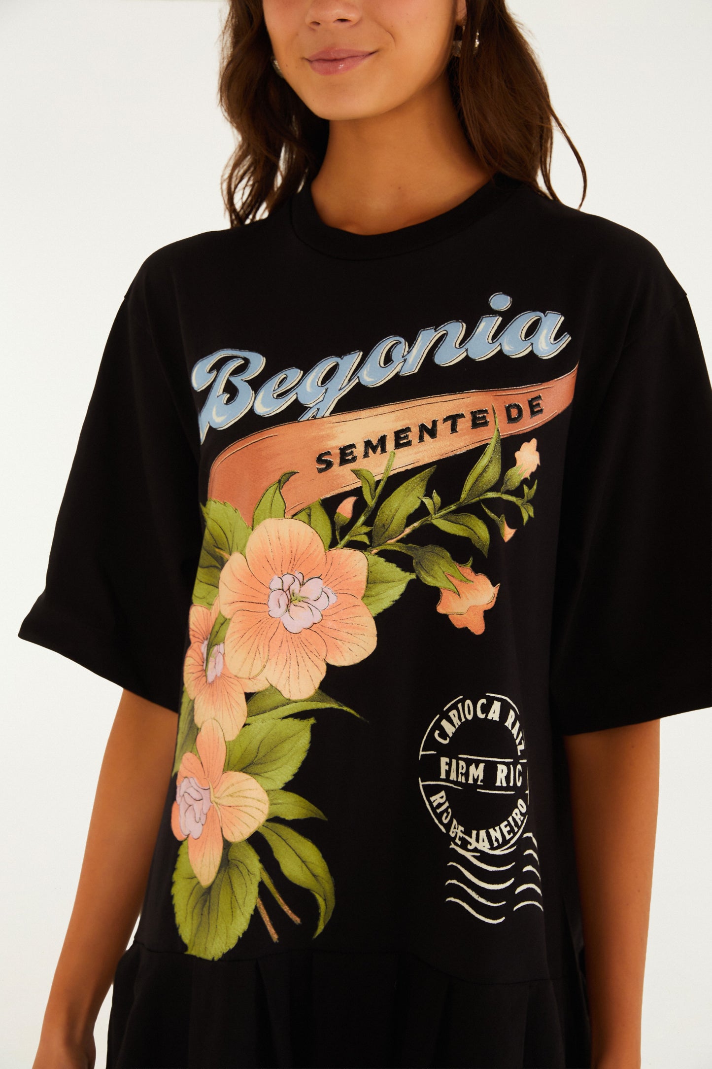 Vestido Corto Moletom Estampado Selos Do Brasil