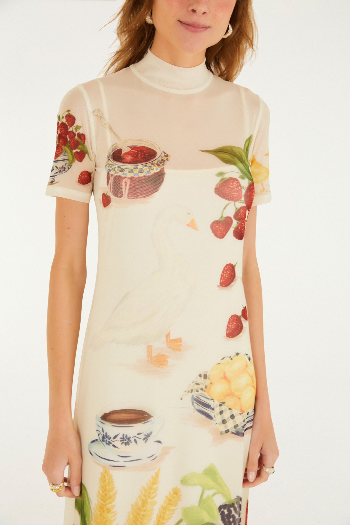 Vestido Tule Estampado Café Da Manhã