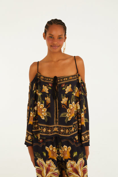 Blusa Estampada Jardim Majestoso