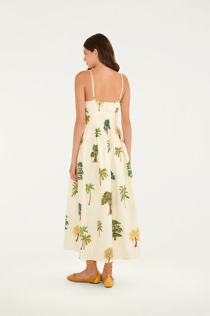 Vestido Cropped Estampado Borda Árvore