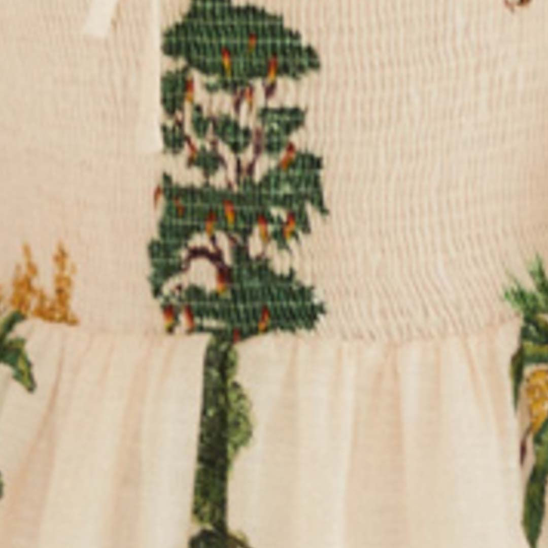 Vestido Corto Estampado Borda Árvore