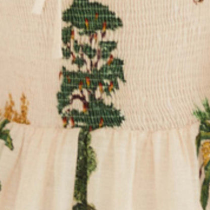 Vestido Corto Estampado Borda Árvore