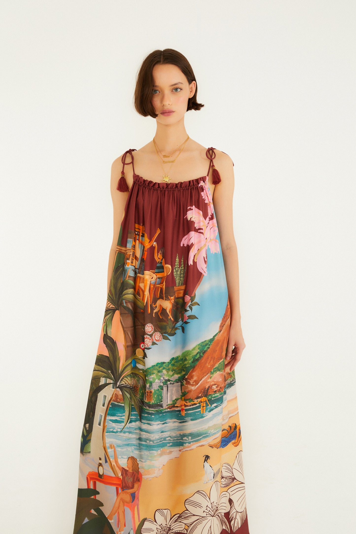 Vestido Largo Estampado Lenços Cariocas