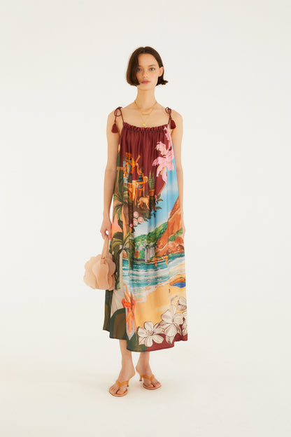 Vestido Largo Estampado Lenços Cariocas