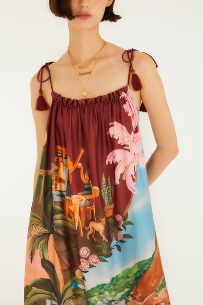 Vestido Largo Estampado Lenços Cariocas