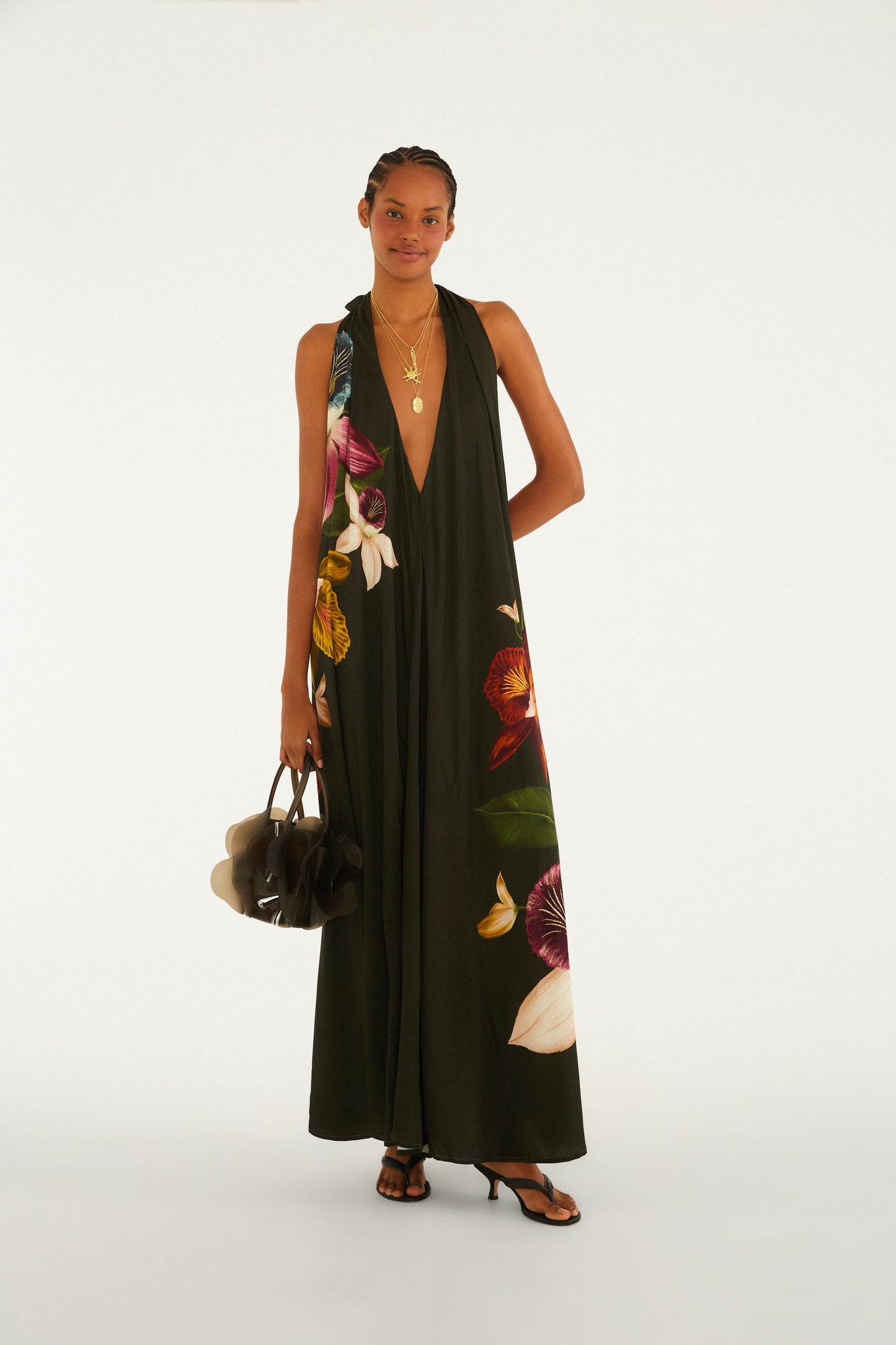Jumpsuit Palazzo Estampado Maxi Orquídeas