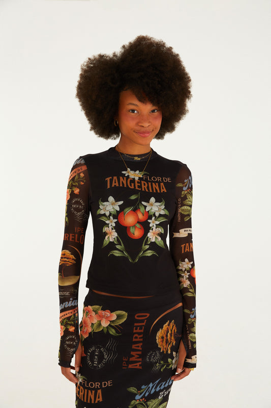 Blusa Tule Estampada Selos Do Brasil