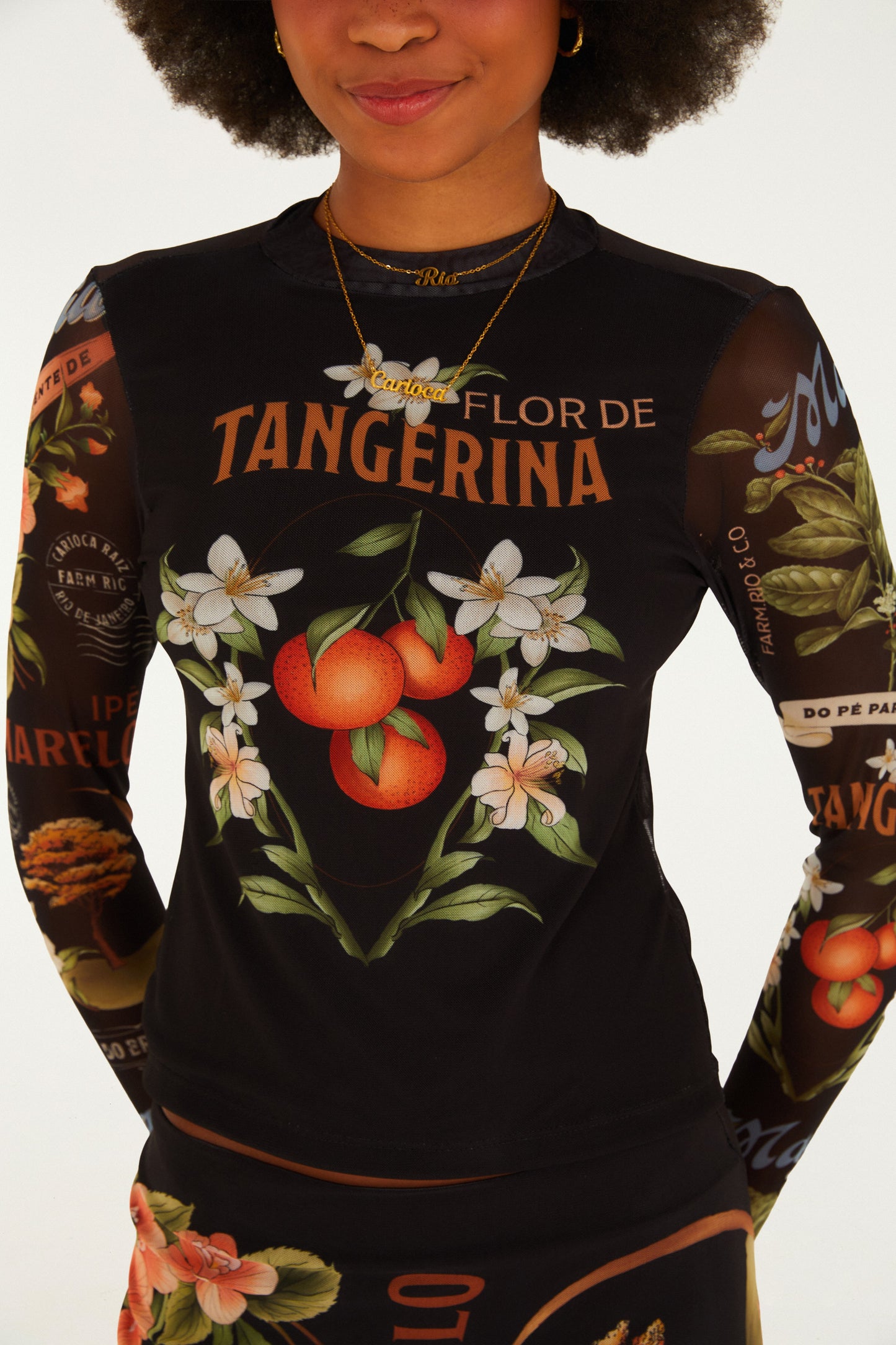 Blusa Tule Estampada Selos Do Brasil