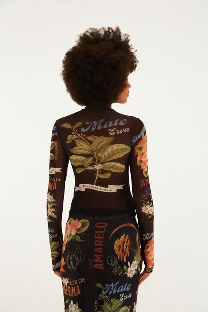 Blusa Tule Estampada Selos Do Brasil