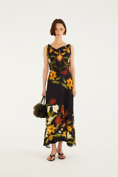 Vestido Largo Estampado Selva De Flor
