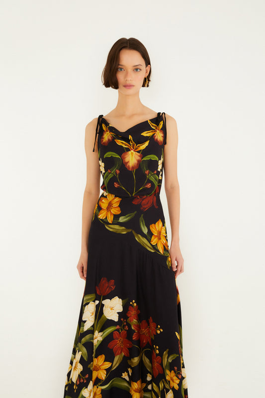 Vestido Largo Estampado Selva De Flor