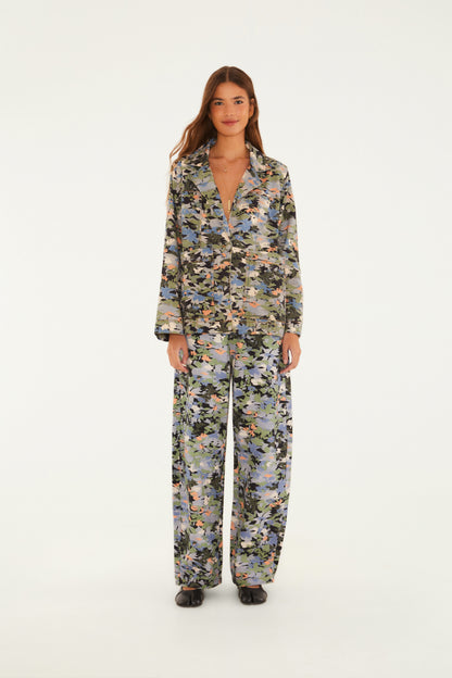 Pantalón Alfaitaria Sarja Jardim De Flor