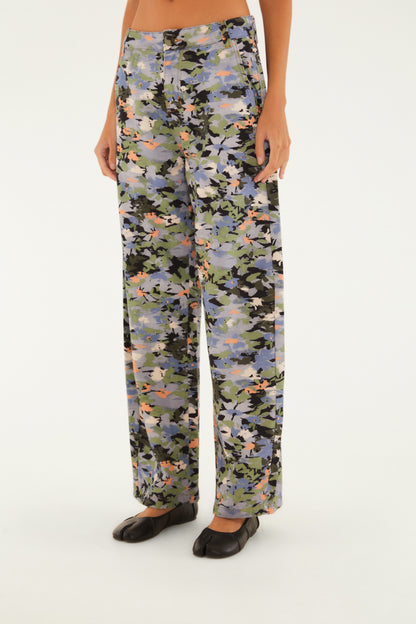 Pantalón Alfaitaria Sarja Jardim De Flor