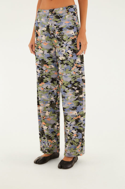 Pantalón Alfaitaria Sarja Jardim De Flor