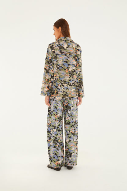 Pantalón Alfaitaria Sarja Jardim De Flor