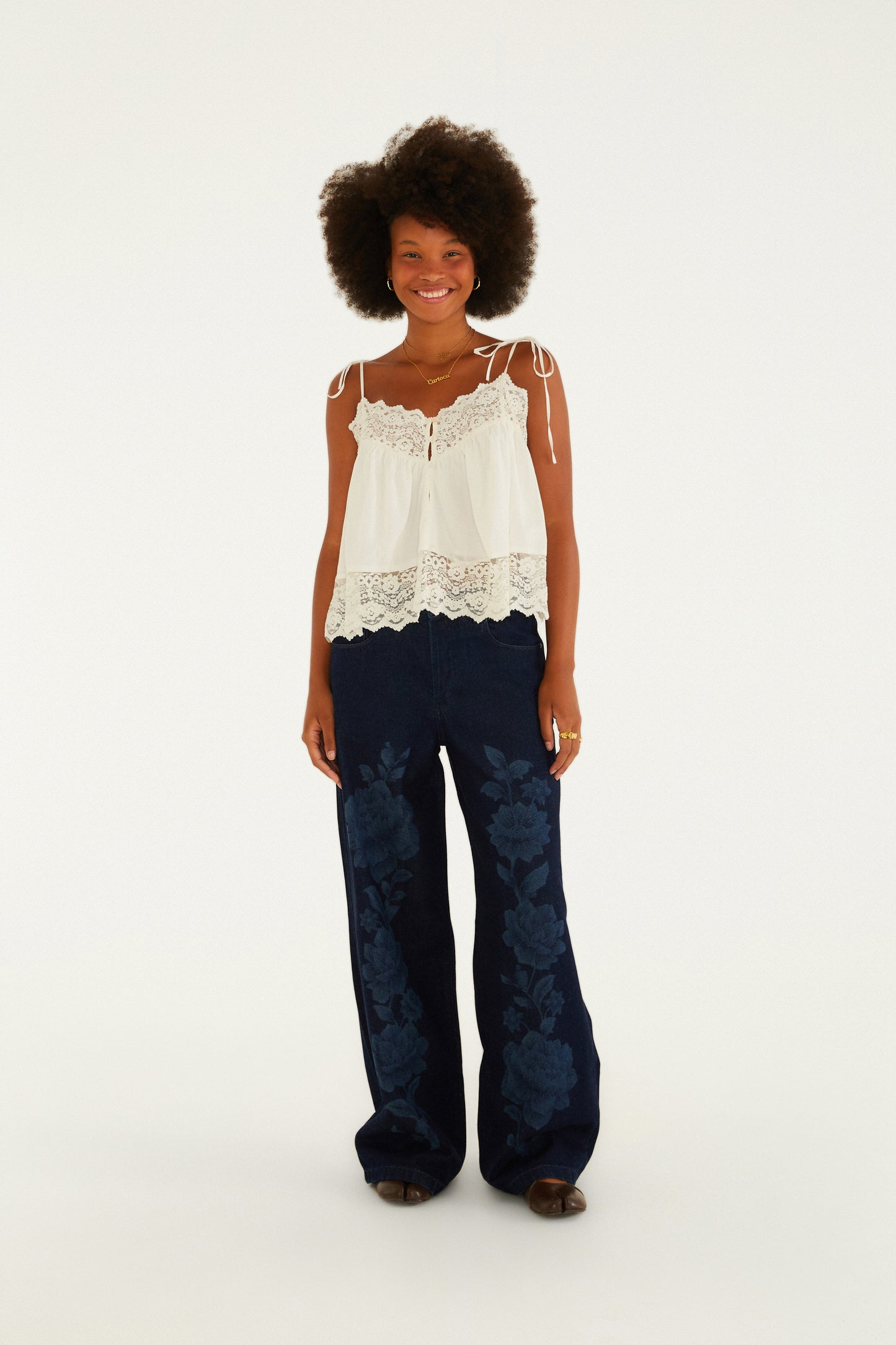 Pantalón Jeans Laser Floral