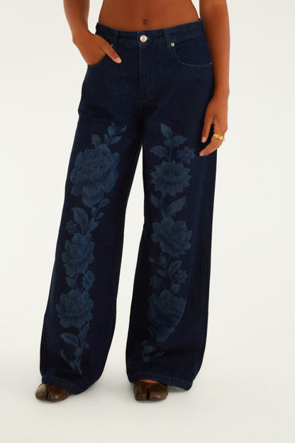 Pantalón Jeans Laser Floral