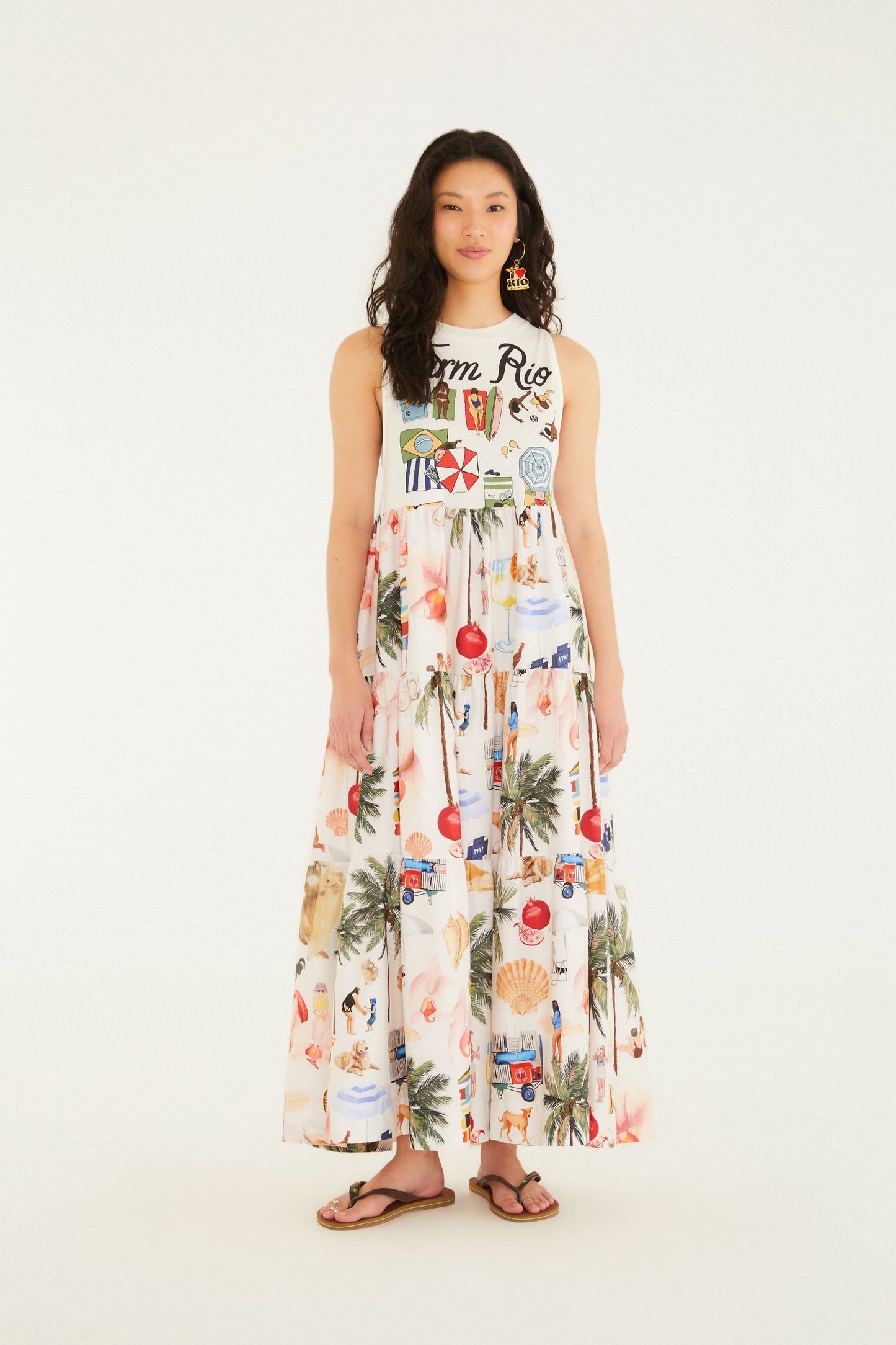 Vestido Midi Estampado Praia Carioca