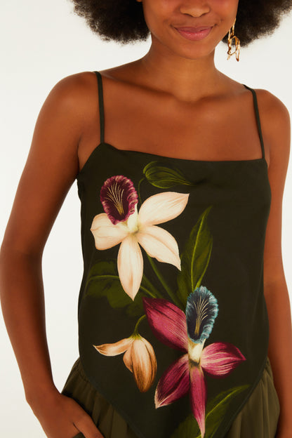 Blusa Lenço Estampada Maxi Orquídea