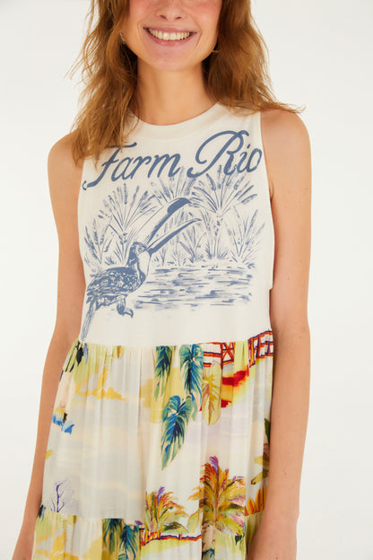 Vestido Largo Estampado Fazenda