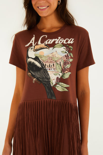 Vestido Franjas Estampado Tucano Carioca