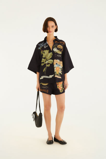 Short Estampado Selos Do Brasil