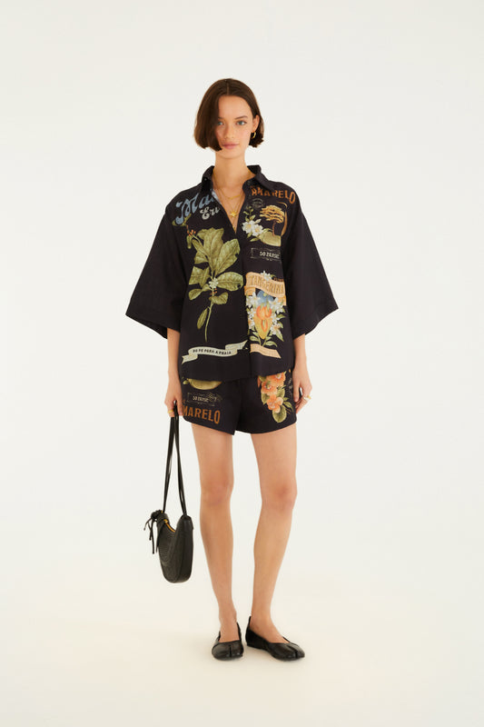 Short Estampado Selos Do Brasil
