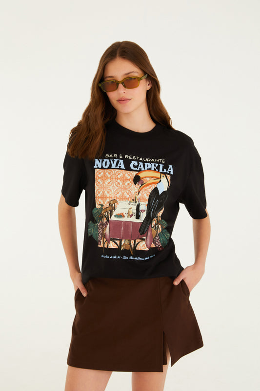 T-Shirt Media Bar Nova Capela Preto