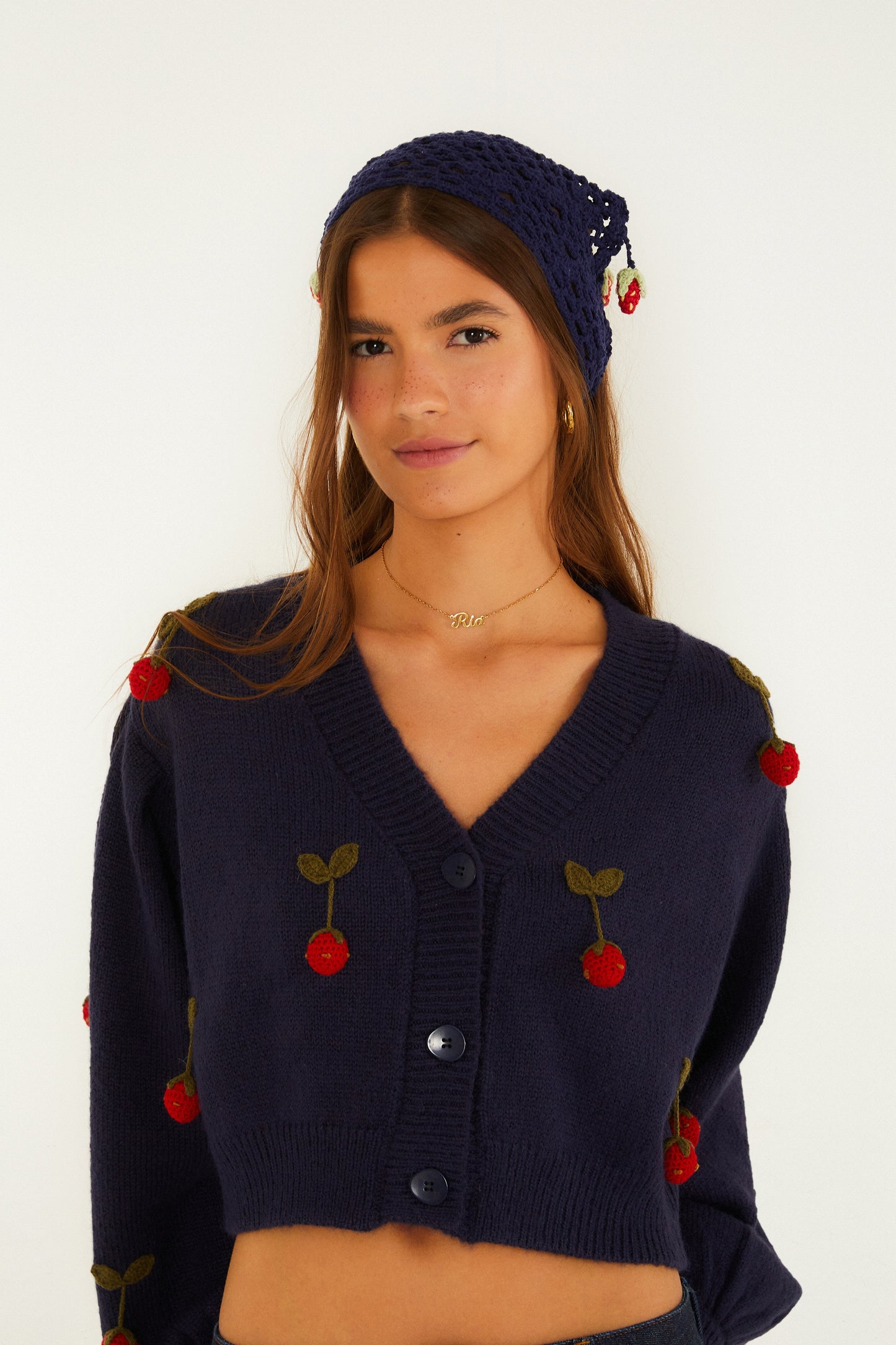 Cardigan Tricot Artesanal Morango