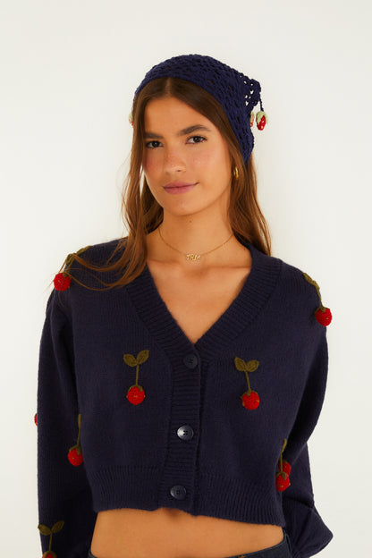 Cardigan Tricot Artesanal Morango
