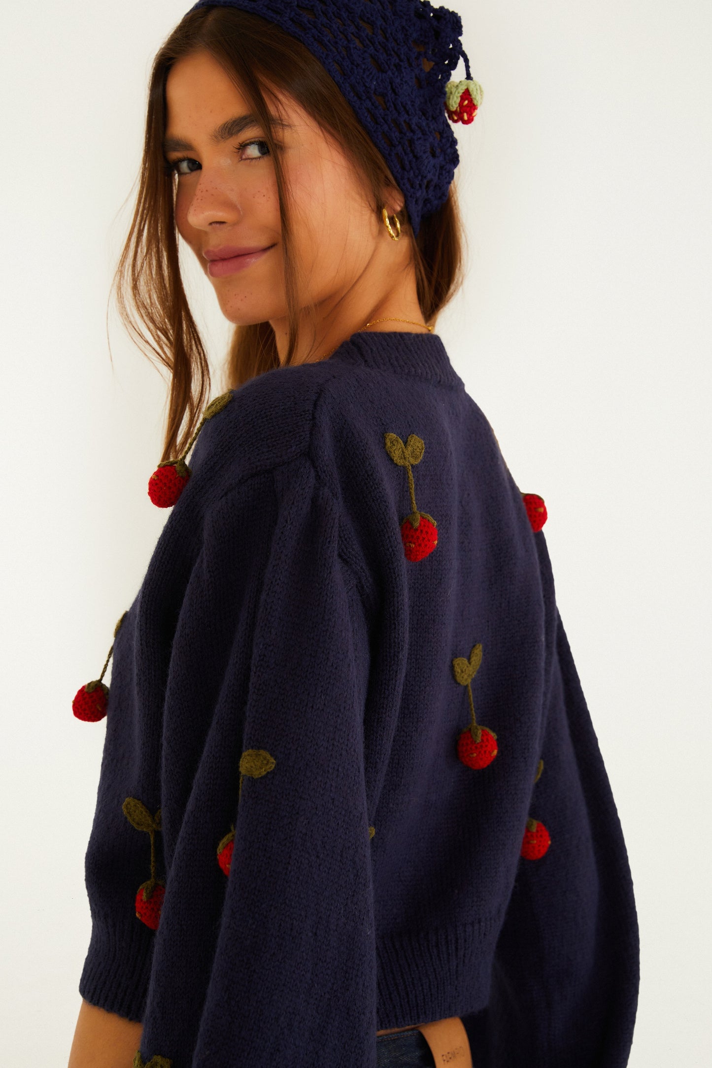 Cardigan Tricot Artesanal Morango