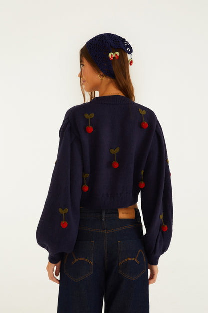Cardigan Tricot Artesanal Morango