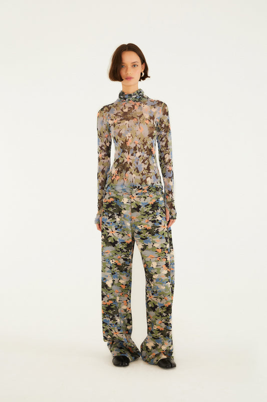 Blusa Tule Estampada Jardim De Flor