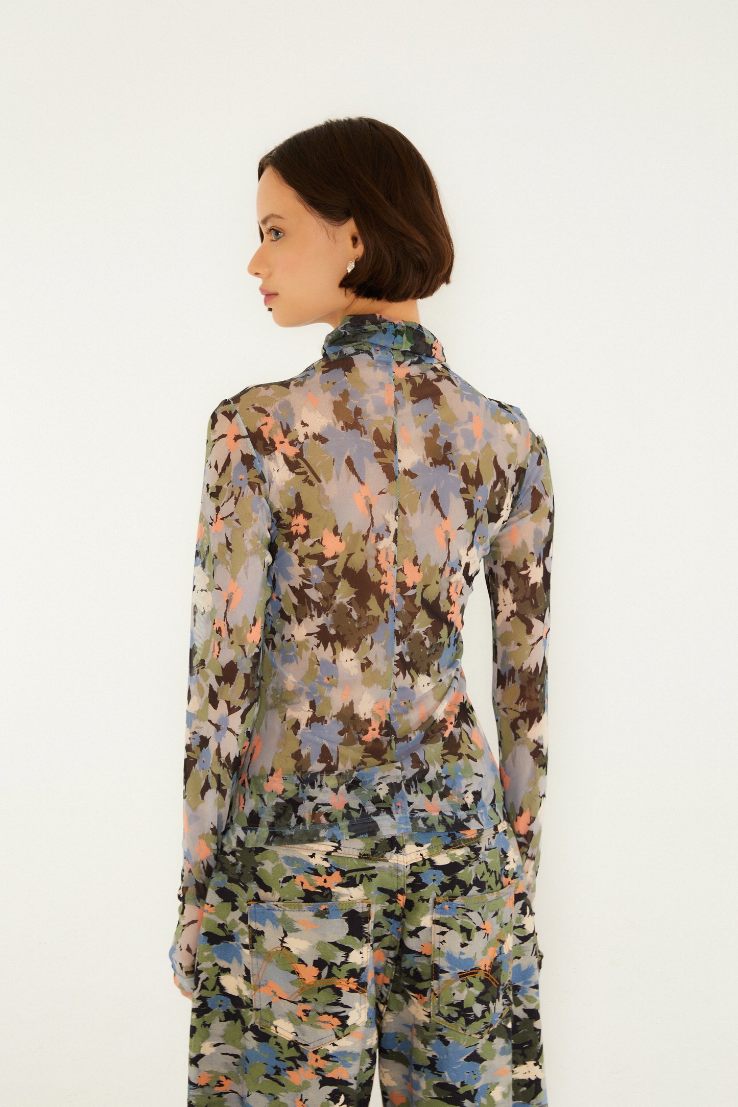 Blusa Tule Estampada Jardim De Flor
