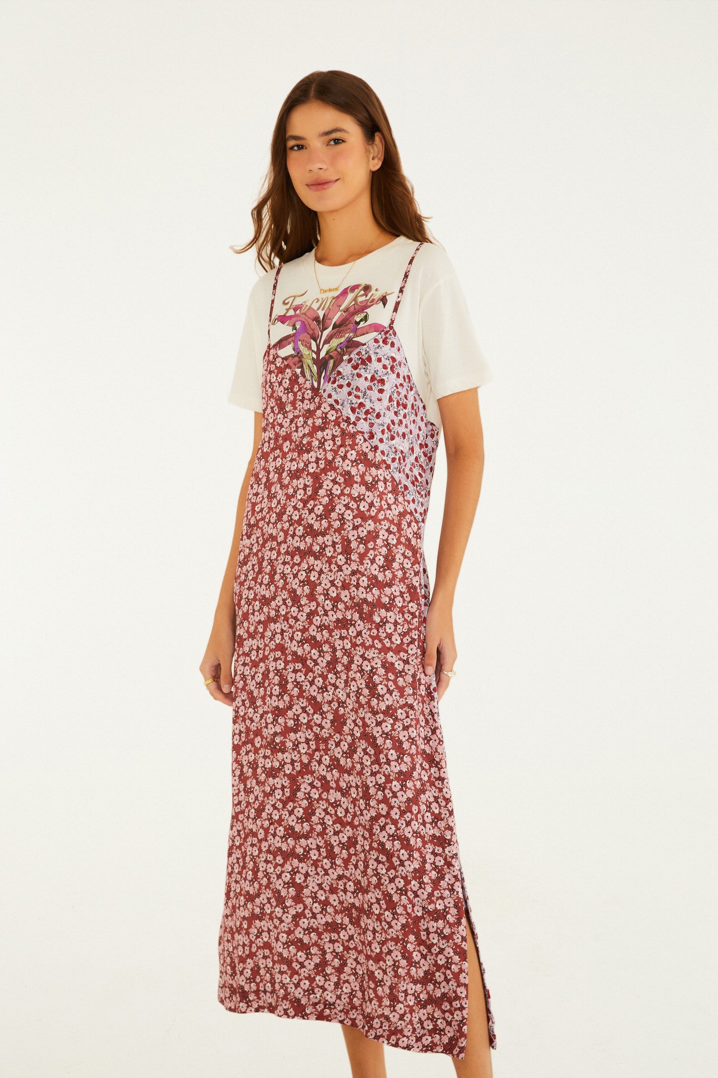 Vestido Midi T-Shirt Estampado Bananeira Farm Rio