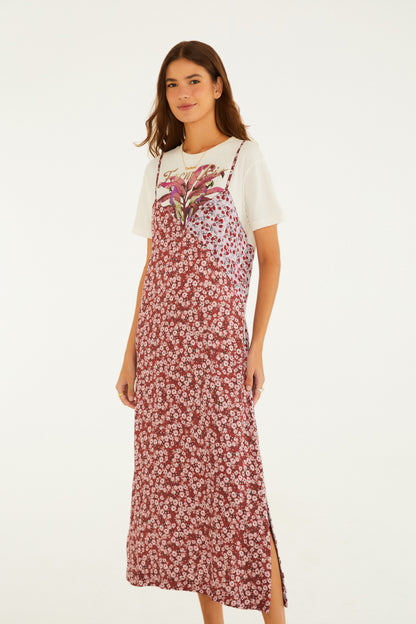 Vestido Midi T-Shirt Estampado Bananeira Farm Rio