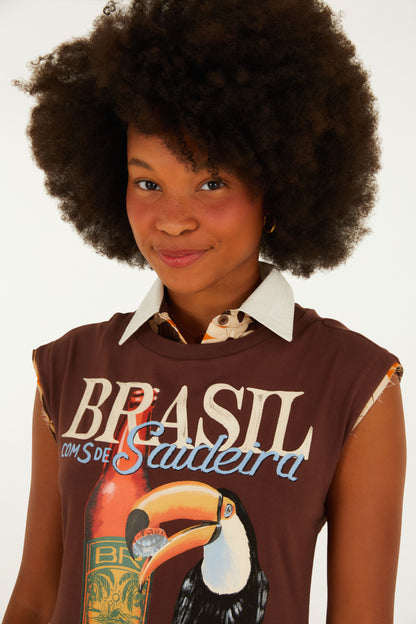 Vestido Midi Estampado Brasil Saideira