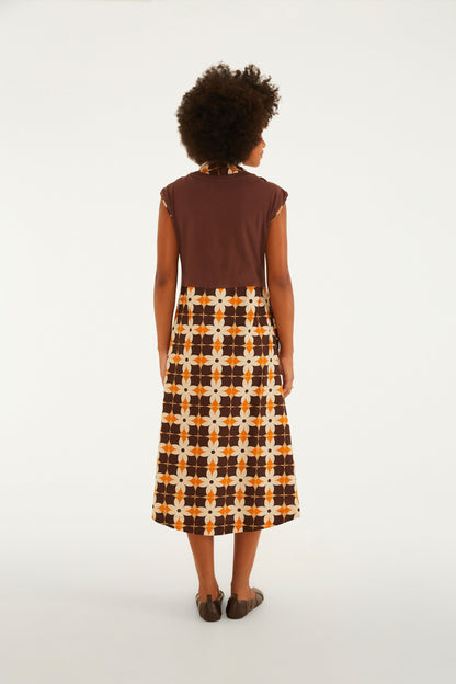 Vestido Midi Estampado Brasil Saideira