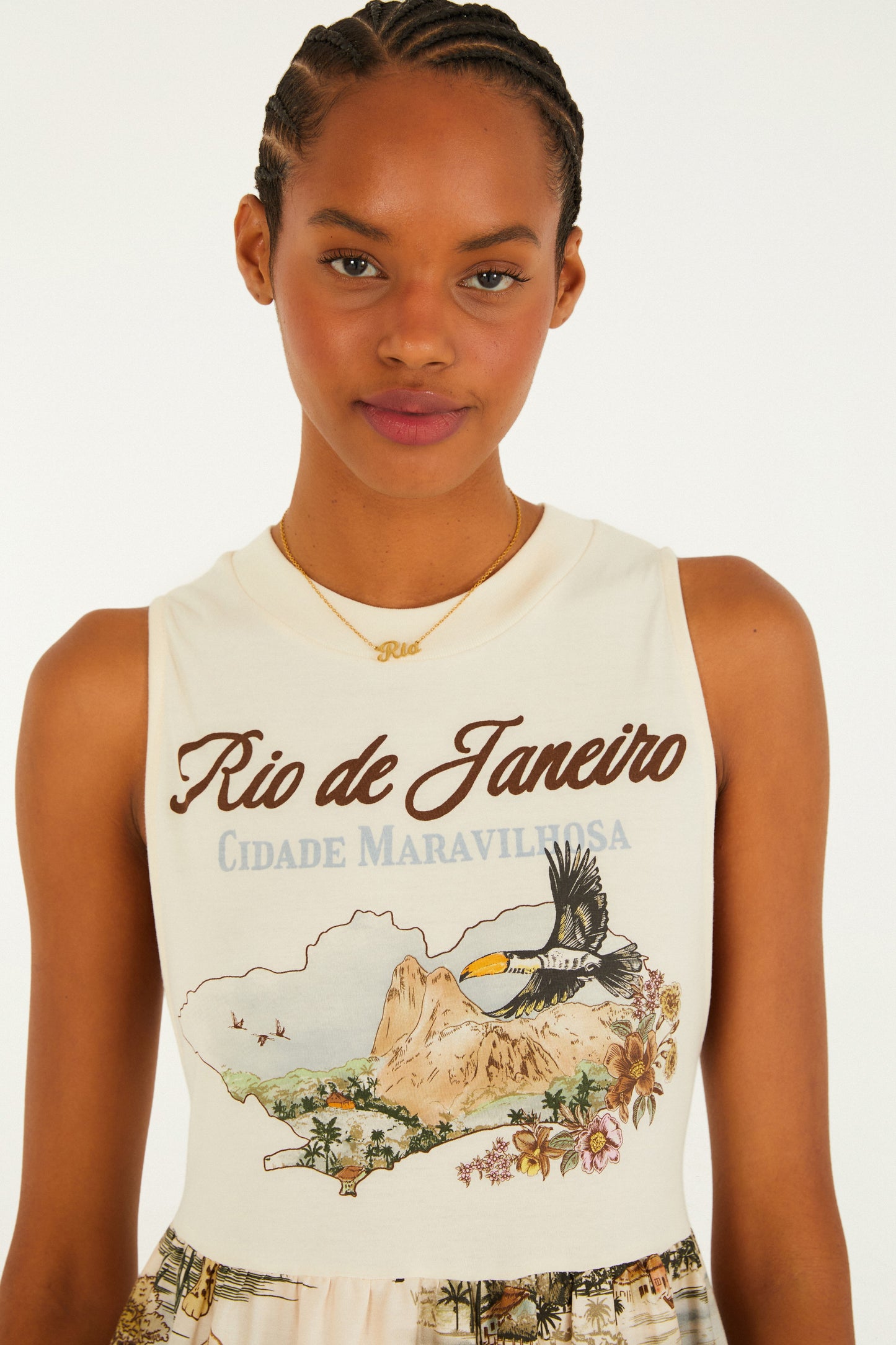 Vestido Largo Estampado Mapa Rio