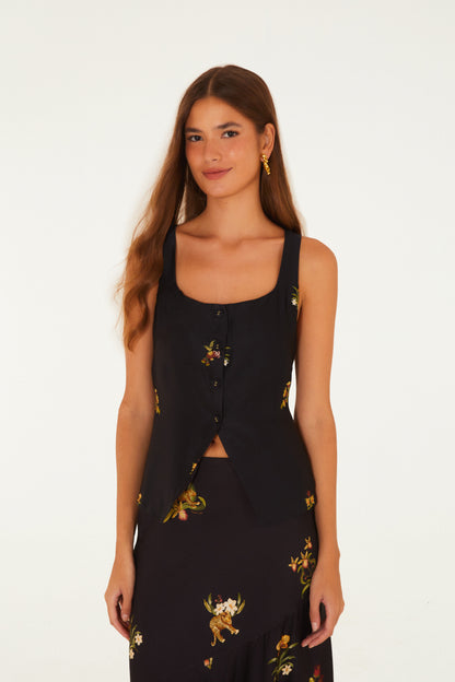 Colete Cetim Bordado Selva
