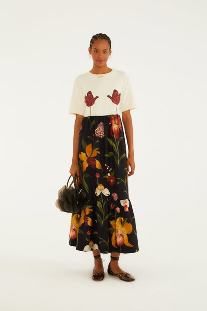Vestido Midi Estampado Selva De Flor