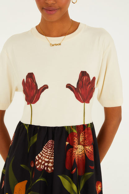 Vestido Midi Estampado Selva De Flor