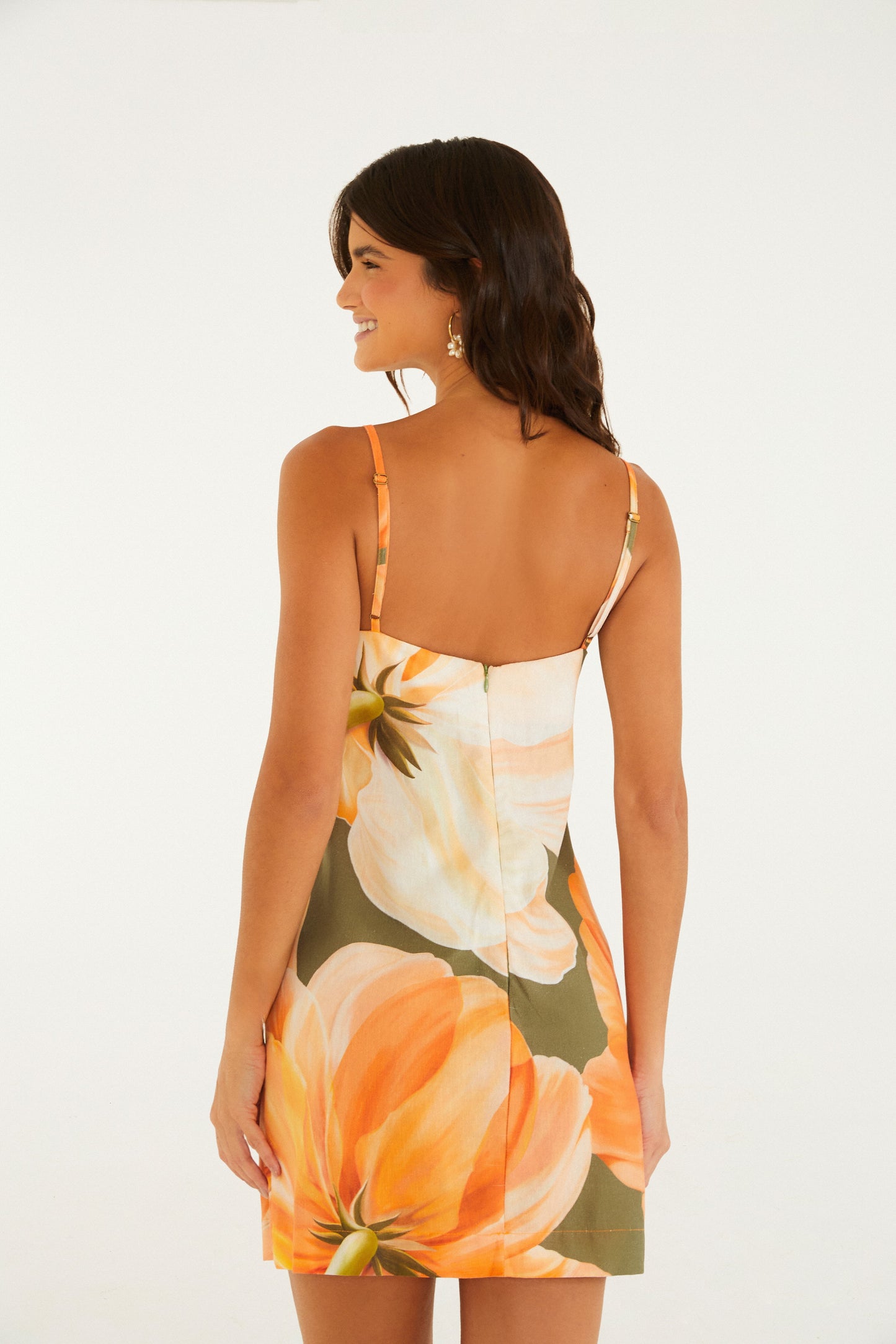 Vestido Corto Alças Estampado Amarilis