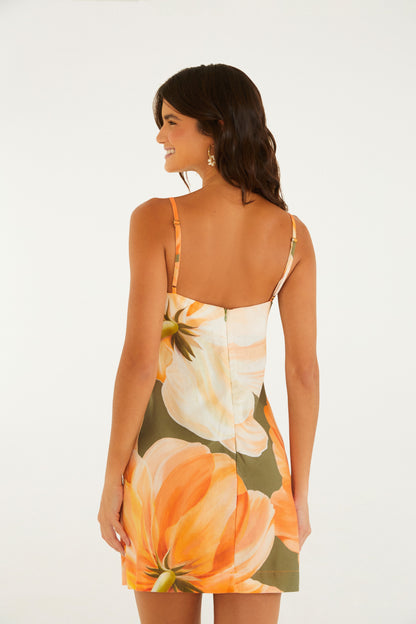 Vestido Corto Alças Estampado Amarilis
